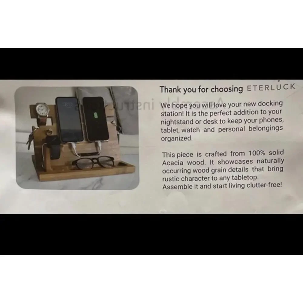 Wood Phone Docking Station Ash Key‎ Holder Wallet Stand Watch Organizer Men